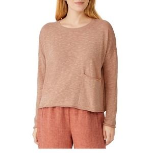 EILEEN FISHER ORGANIC COTTON & LINEN SLUB POCKET KNIT TOP NWT SIZE LARGE